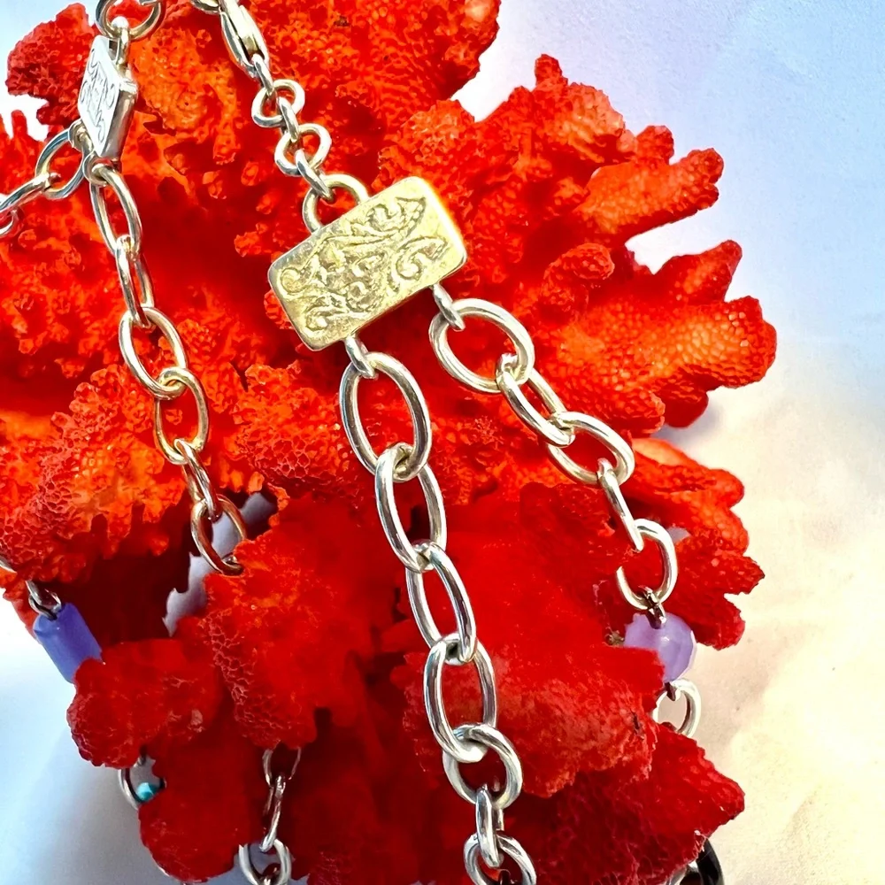 Whitney Kelley’s Colorful link Necklace, Sterling Silver 925, 18” long. - Picture 10 of 12